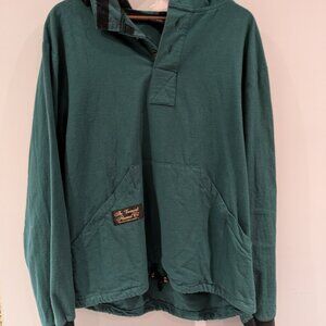 Vermont Flannel Hooded Flannel Pullover Green Buffalo Check Size Small